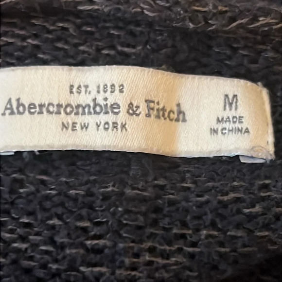 Abercrombie & Fitch Black Lightweight Hooded Cardigan Sweater Size Medium - Picture 5 of 6